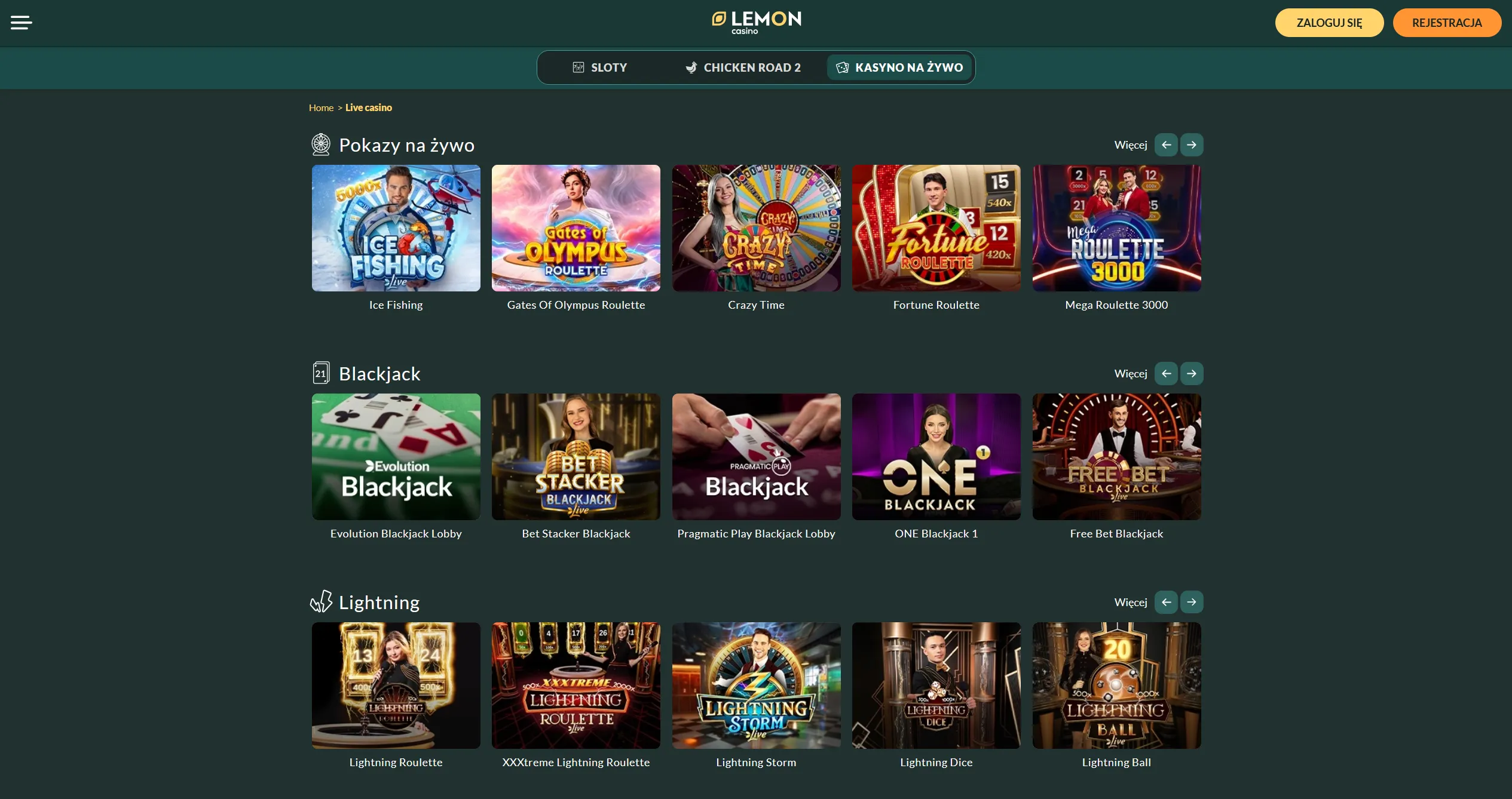 Lemon Casino online PL – gry Live casino z krupierami w jakości HD